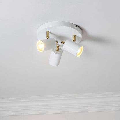 Gull 3 Spot Round Ceiling Light, White