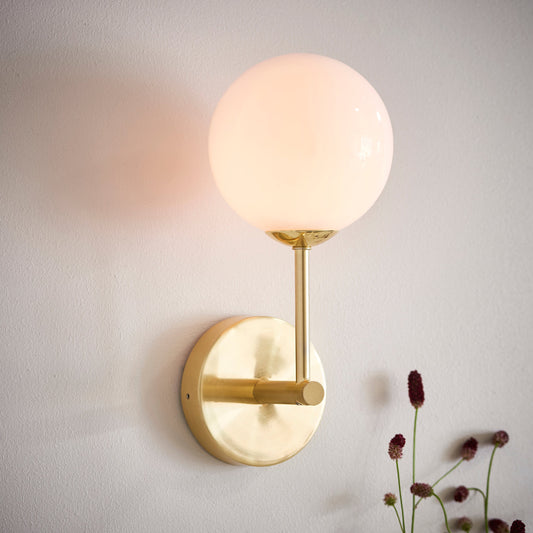 Otto Wall Light, Opal/Brass