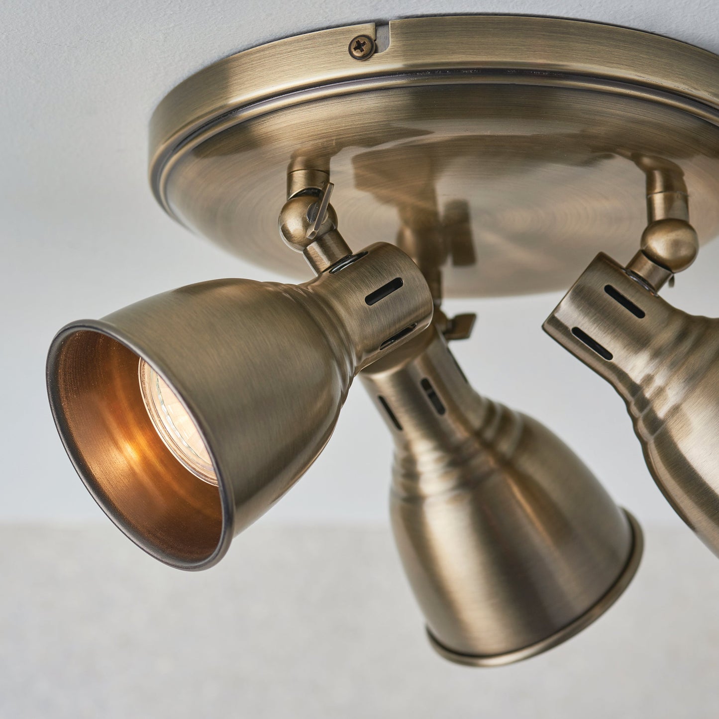 Westbury 3 Light Ceiling Spotlights, Antique Brass