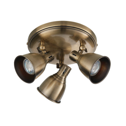 Westbury 3 Light Ceiling Spotlights, Antique Brass