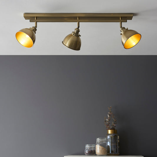 Wyatt 3 Light Spotlight Bar, Antique Brass