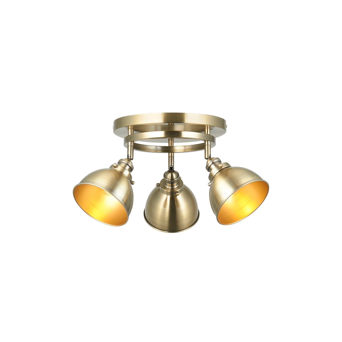 Wyatt 3 Light Ceiling Spotlights, Antique Brass