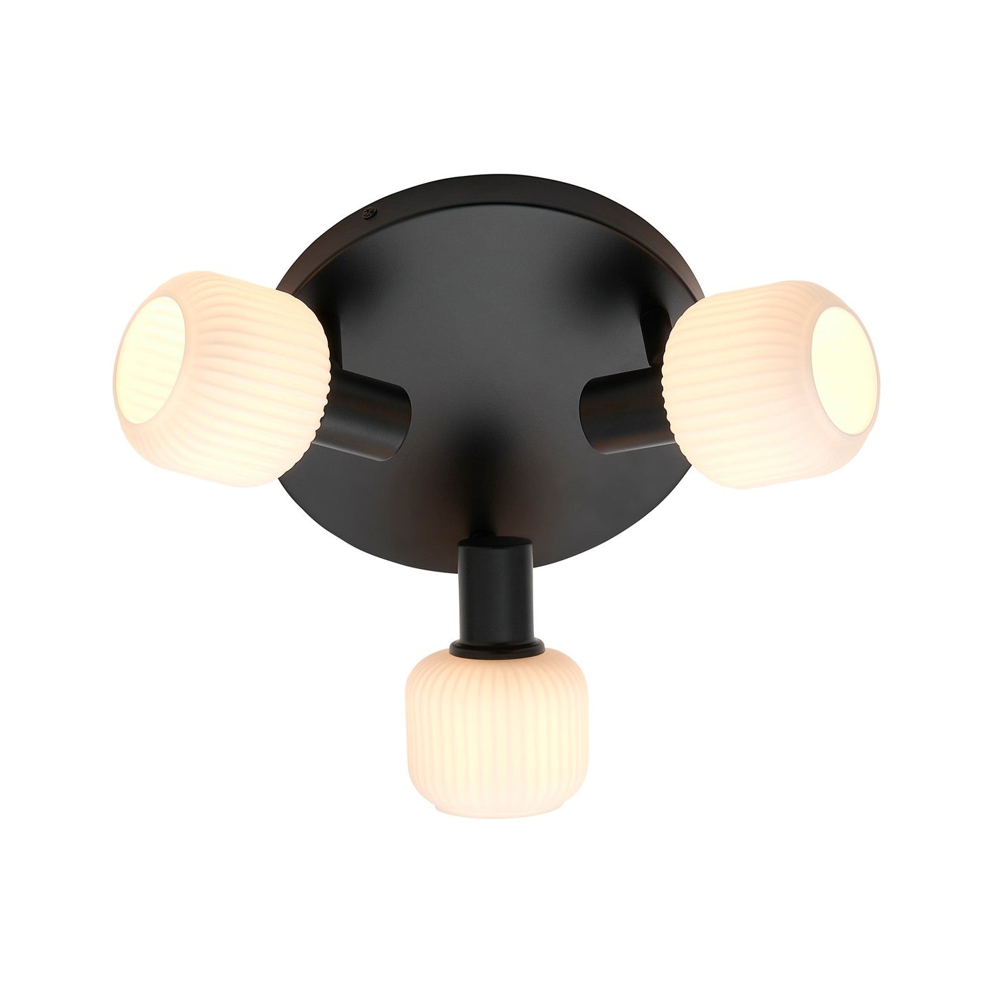 Milford 3 Light Ceiling Spotlight, Opal/Black