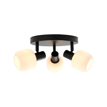 Milford 3 Light Ceiling Spotlight, Opal/Black