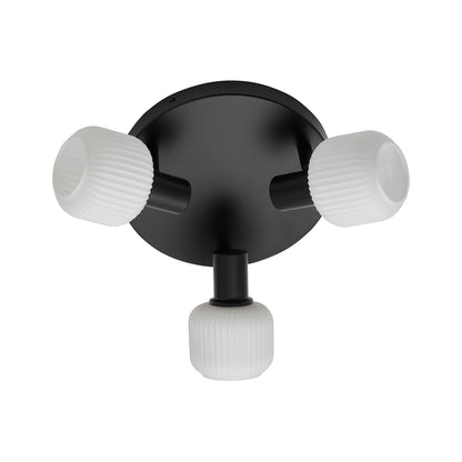 Milford 3 Light Ceiling Spotlight, Opal/Black